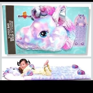 HugFun Unicorn Plush Sleeping Bag - Pink and Blue